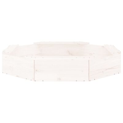 vidaXL Cutie de nisip cu scaune octogonale, alb, lemn masiv de pin
