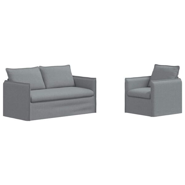 vidaXL Set de canapea 2 pcs Gri deschis 196 x 82 x 85 cm țesătură