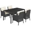 vidaXL Set mobilier de grădină cu perne, 5 piese, negru, poliratan