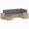 vidaXL Set canapele de grădină, 6 piese, cu perne, bej, poliratan