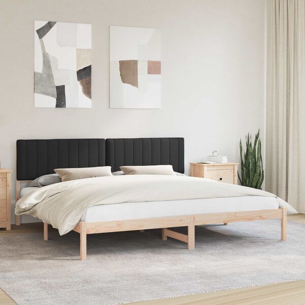vidaXL Cadru de pat cu tăblie tapițată cu headboard Negru 200 x 200 cm