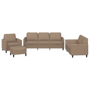 vidaXL Set de canapele cu perne, 4 piese, cappuccino, piele ecologică