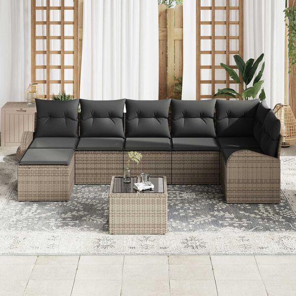 vidaXL Set de canapele pentru grădină 8 pcs Gri Rattan poli