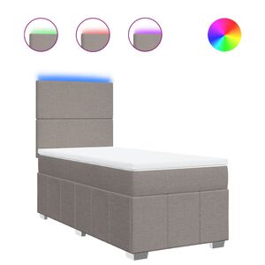 vidaXL Pat box spring cu saltea, gri taupe, 90x190 cm, textil