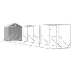 vidaXL Padoc exterior cu acoperiș argintiu 2x14x2,5 m oțel galvanizat