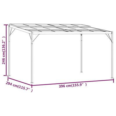 vidaXL Pavilion cu acoperiș, antracit, 4x3x2,5 m, aluminiu și oțel
