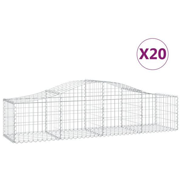 vidaXL Coșuri gabion arcuite 20 buc, 200x50x40/60 cm, fier galvanizat