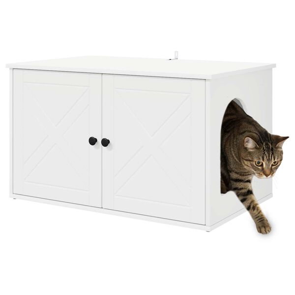 vidaXL Casa pentru pisici Alb 85 x 55 x 50,5 cm Lemn compozit