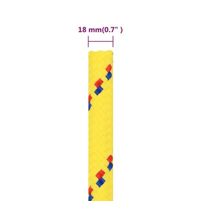 vidaXL Frânghie de barcă, galben, 18 mm, 50 m, polipropilenă