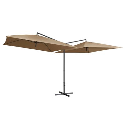 vidaXL Umbrelă de soare dublă, stâlp din oțel, gri taupe, 250x250 cm