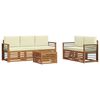 vidaXL Seturi de canapele 6 pcs Natural și Crem Lemn Solid de Acacia