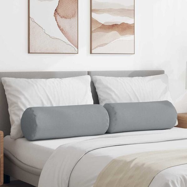 vidaXL Perne Bolster 2 pcs Gri deschis &Oslash; 25 x 70 cm țesătură