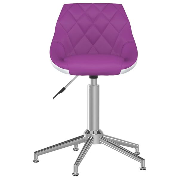 vidaXL Scaune de masă pivotante, 2 buc., violet/alb, piele ecologică