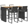 vidaXL Set mobilier bar de grădină cu perne, 5 piese, negru, poliratan