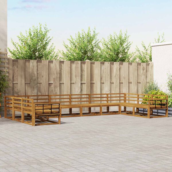 vidaXL Set de canapele de exterior 10 pcs natural Lemn Solid de Acacia