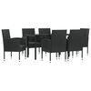 vidaXL Set mobilier de grădină, 7 piese, negru, poliratan și oțel