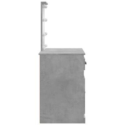 vidaXL Masă de toaletă cu LED-uri, gri beton, 90x42x132,5 cm