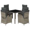 vidaXL Set mobilier de grădină cu perne, 5 piese, gri, poliratan