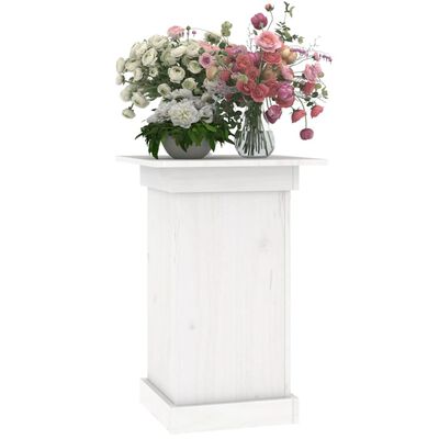 vidaXL Suport pentru flori, alb, 40x40x60 cm, lemn masiv de pin