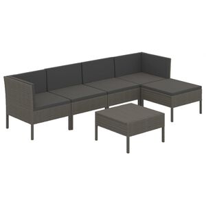vidaXL Set mobilier de grădină cu perne, 6 piese, gri, poliratan
