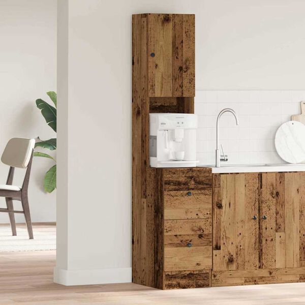 vidaXL Bufet de bucătărie cu sertar cu ușă Lemn vechi 32 x 50 x 180 cm