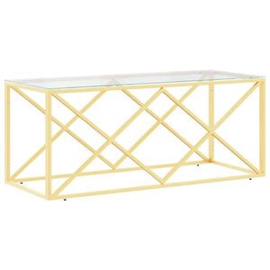 vidaXL Masă de cafea, 110x45x45 cm, oțel inoxidabil și sticlă