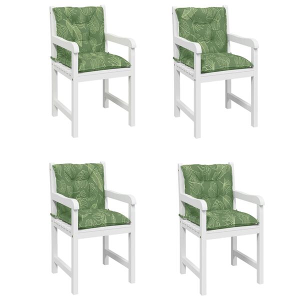 vidaXL Perne de scaun spătar jos, 4 buc., model frunze, textil