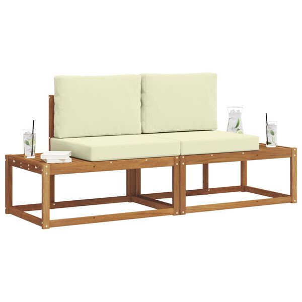 vidaXL Set de canapele de exterior cu pernă 2 pcs natural