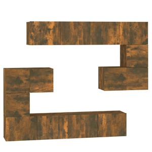 vidaXL Dulap TV montat pe perete, stejar fumuriu, lemn prelucrat