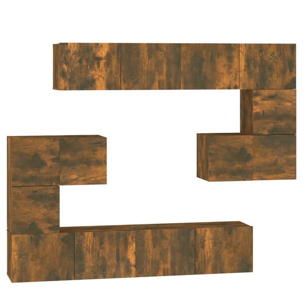 vidaXL Dulap TV montat pe perete, stejar fumuriu, lemn prelucrat