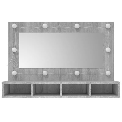 vidaXL Dulap cu oglindă și LED, gri sonoma, 90x31,5x62 cm