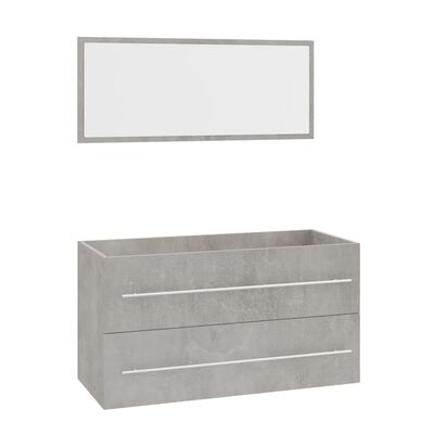vidaXL Set mobilier de baie, 3 piese, gri beton