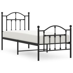 vidaXL Cadru pat metalic cu tăblii de cap/picioare, negru, 75x190 cm