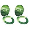 vidaXL Scaune WC capac silențios, 2 buc., verde, MDF, model stropi