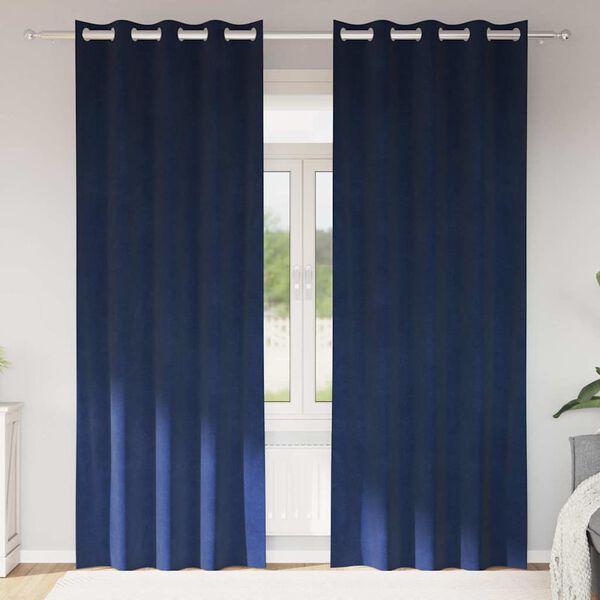 vidaXL Perdele opace 2 pcs Albastru închis 140 x 245 cm Catifea