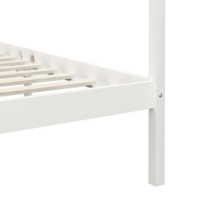 vidaXL Cadru pat cu baldachin, alb, 90x200 cm, lemn masiv pin