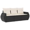 vidaXL Set mobilier de grădină cu perne, 3 piese, negru, poliratan