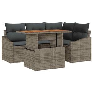 vidaXL Set de canapele pentru grădină 5 buc. Gri Rattan poli