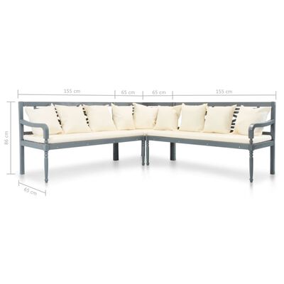 vidaXL Set mobilier de grădină, 4 piese, gri/alb, lemn masiv de acacia