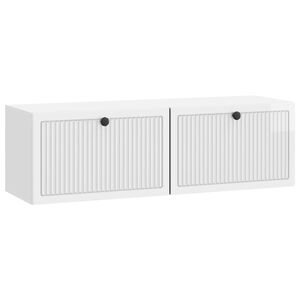 vidaXL Oglindă TV montată pe perete Alb foarte lucios 98 x 31 x 30 cm
