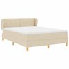 vidaXL Pat cu arcuri cu saltea cu headboard Crem 160 x 200 cm țesătură