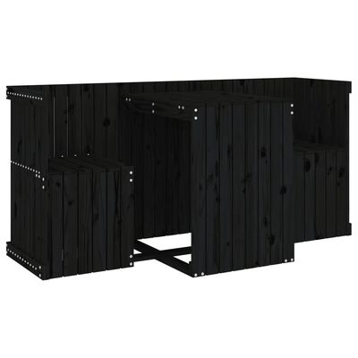 vidaXL Set de balcon cu 2 locuri, negru, lemn masiv de pin