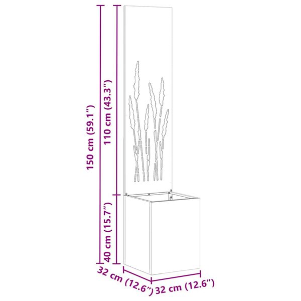 vidaXL Ecran de intimitate pentru grădină Traforaj Ruginit 32 x 140 cm