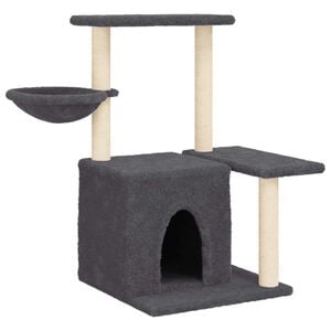 vidaXL Ansamblu pisici cu st&acirc;lpi din funie sisal, gri &icirc;nchis, 83 cm