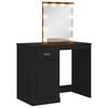 vidaXL Masă de toaletă cu LED-uri, negru, 90x42x132,5 cm