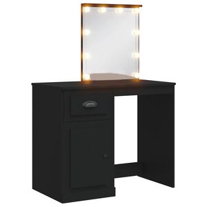 vidaXL Masă de toaletă cu LED-uri, negru, 90x42x132,5 cm