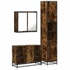 vidaXL Set mobilier de baie, 3 piese, stejar fumuriu, lemn prelucrat
