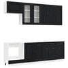 vidaXL Unitate de bucătărie KALMAR 8 pcs Negru Lemn prelucrat