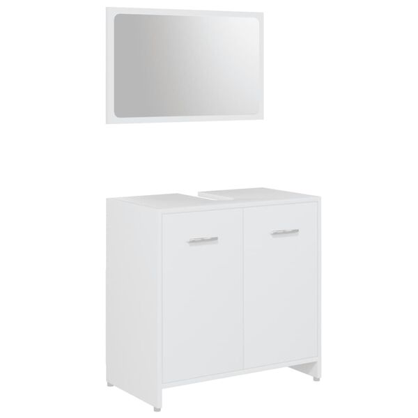 vidaXL Set mobilier de baie, 3 piese, alb, lemn prelucrat