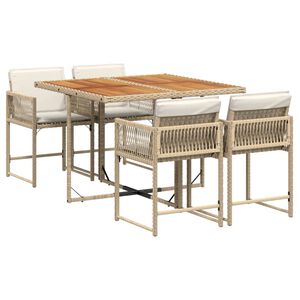 vidaXL Set mobilier de grădină cu perne, 5 piese, bej, poliratan